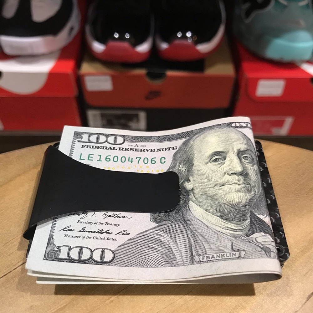 Carbon Fiber Money Clip. Low Profile Wallet. Gem